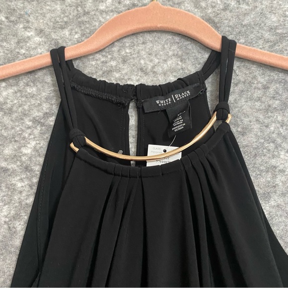 White House Black Market Halter Date Top Black Strappy Gold Accents XS Sexy - Picture 6 of 16